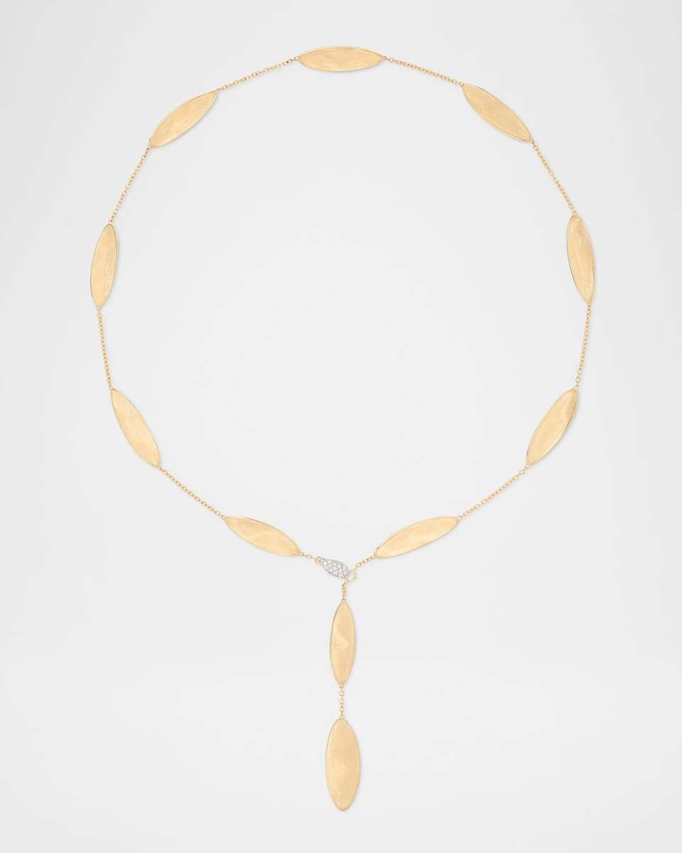 18K Gold Lunaria Twist Lariat with Diamond Pave Clasp